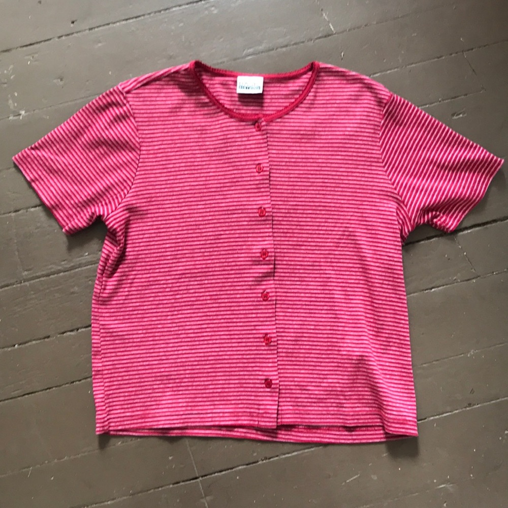 90s grunge oversized striped button up tee